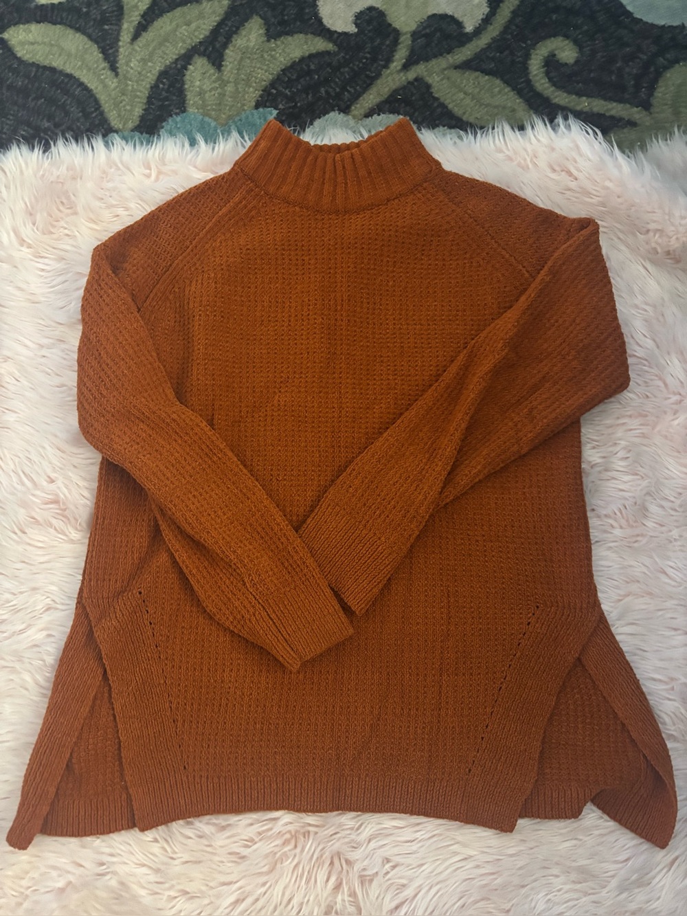 a new day Women's Ribbed Cowl Neck Sweater - Rust Brown